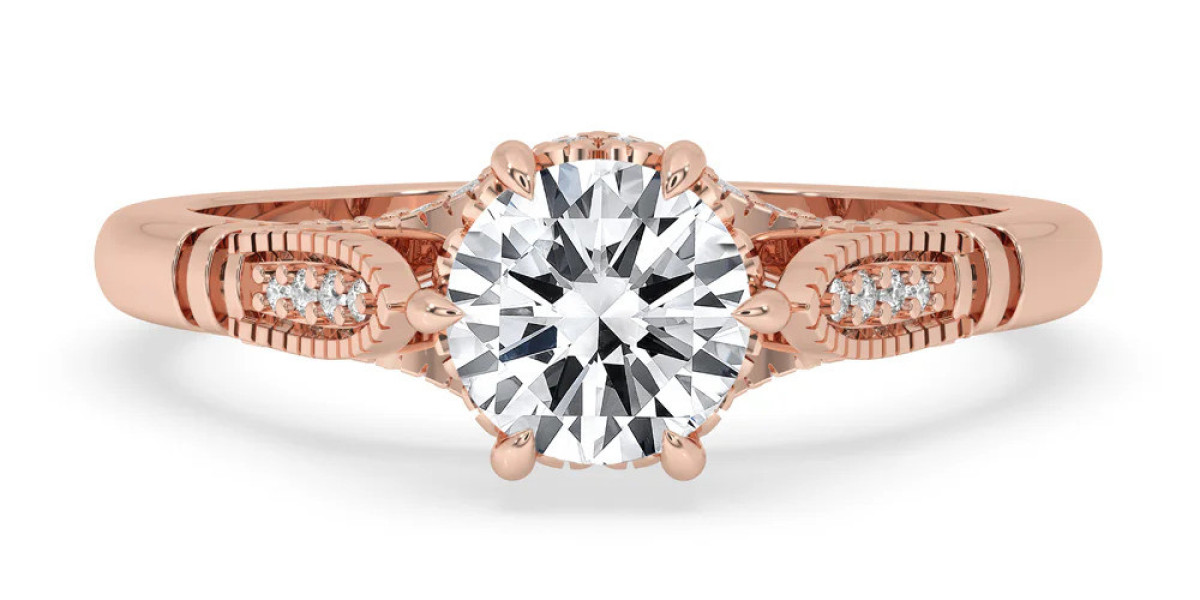 Vintage Rose Gold Engagement Ring with Intricate Milgrain Edges